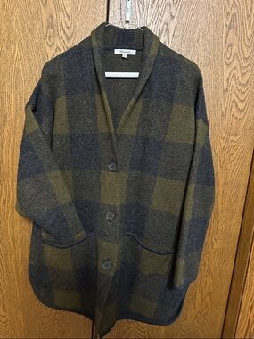 Madewell Boiled Wool Plaid Sweater XS